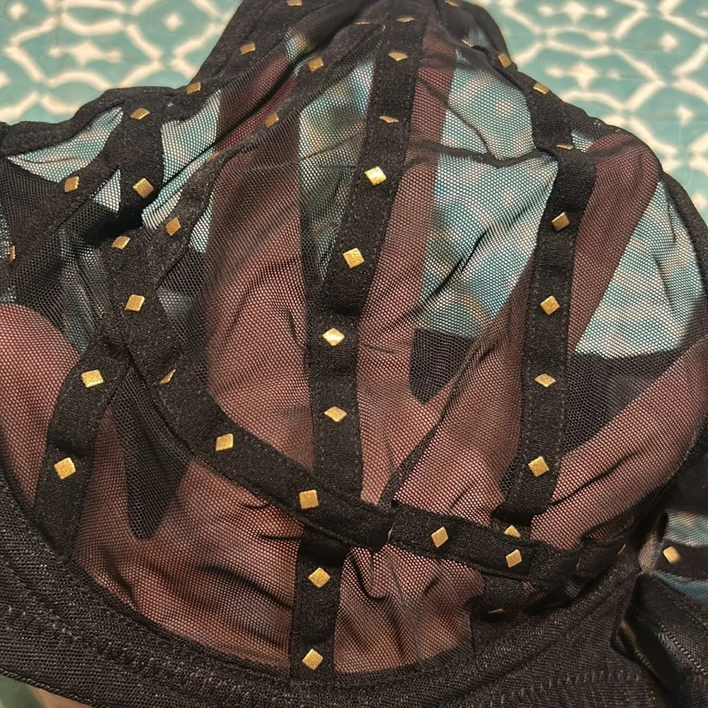 Fredericks of Hollywood Rozlyn Black Sheer Studded Bra